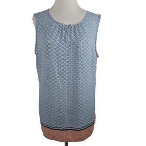 Talbots Large L Women's‎ Sleeveless Chiffon Top Blue Floral